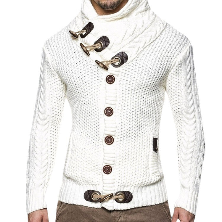 Herren Strickjacke Modern Hochkragen Knopfleiste