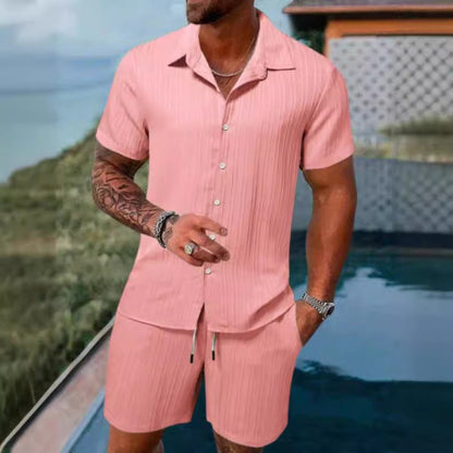 Herren Kurzarm Set Sportlich Modern Struktur