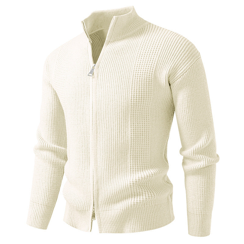 Herren Strickjacke Hochkragen Modern mit Reißverschluss