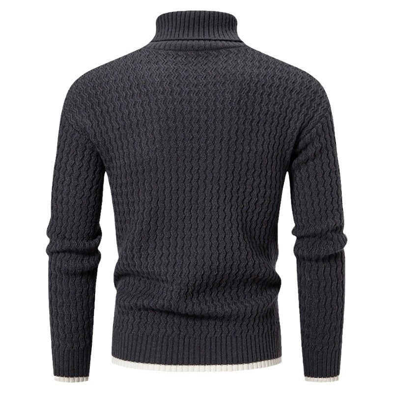 Herren Strickpullover Hochkragen Strukturmuster Modern