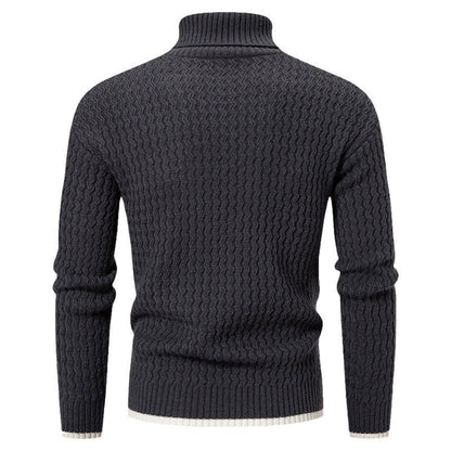 Herren Strickpullover Hochkragen Strukturmuster Modern