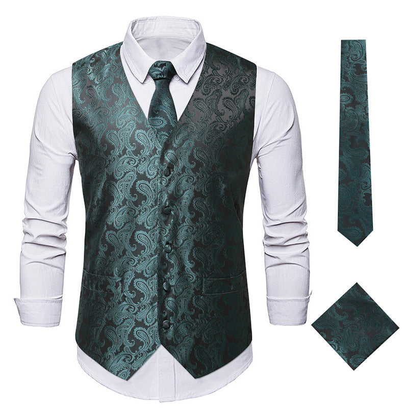 Herren Weste Paisley Muster Elegant schwarz