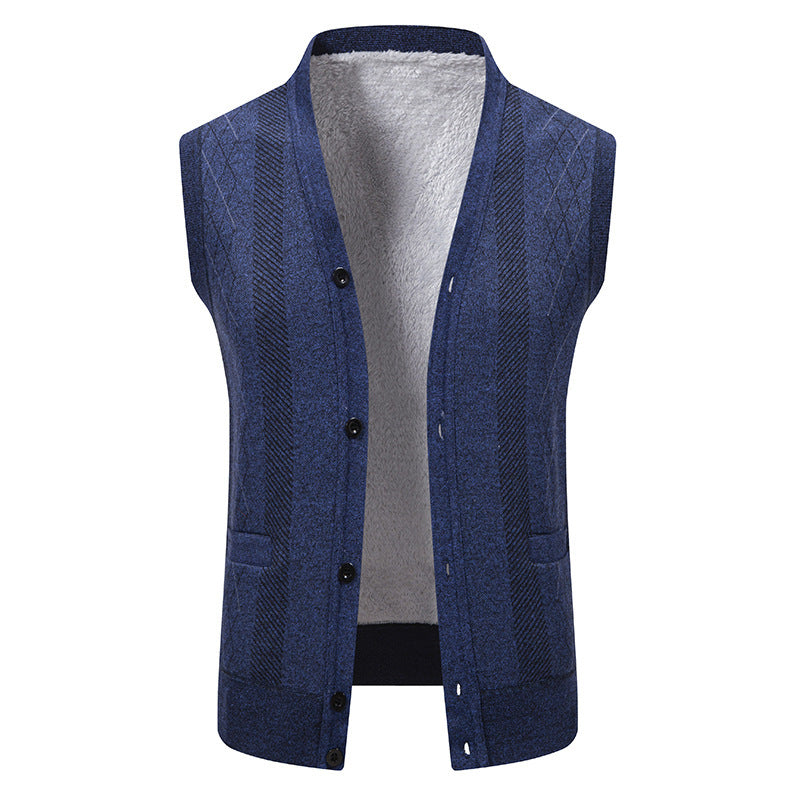 Herren Strickjacke Klassisch V-Ausschnitt Zopfmuster