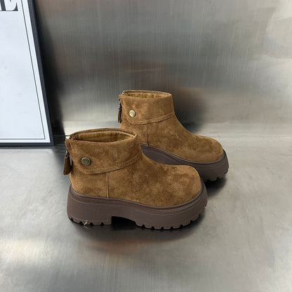 Damen Stiefeletten Weiches Wildleder Rutschfest Schlicht