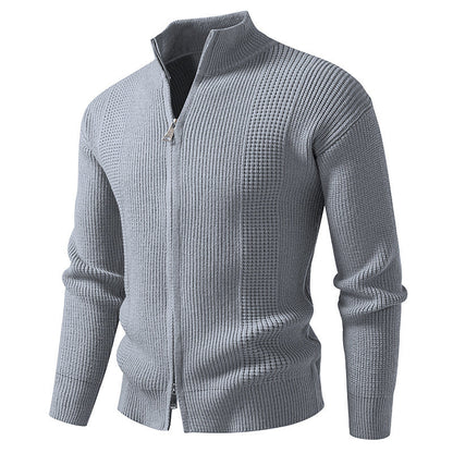 Herren Strickjacke Hochkragen Modern mit Reißverschluss