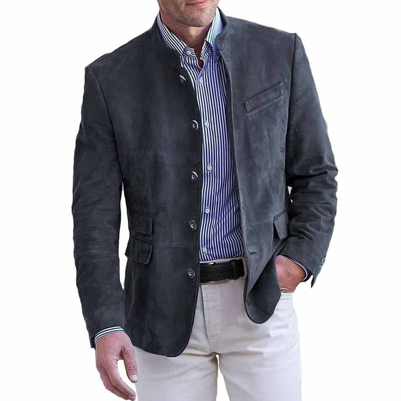 Lederjacke Herren Luxus Wildleder Mit Taschen Schwarz - BerlinGlamour
