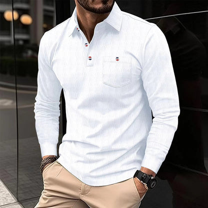Herren Langarmshirt Strukturiertes Muster Modern