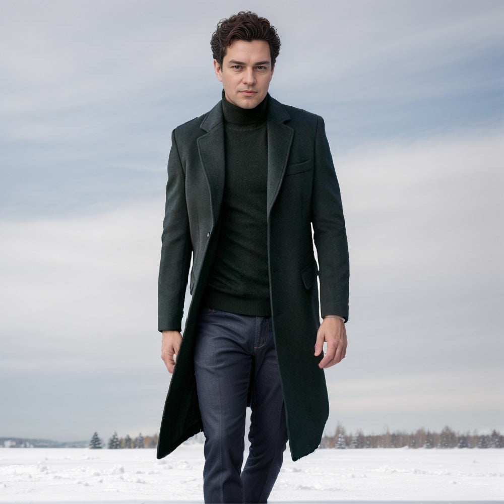 Herren Mantel Lang Eleganter Wollblend Winter