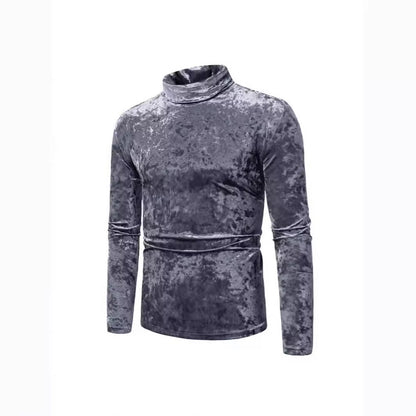 Herren Rollkragenpullover Weich Samt Elegant Modern