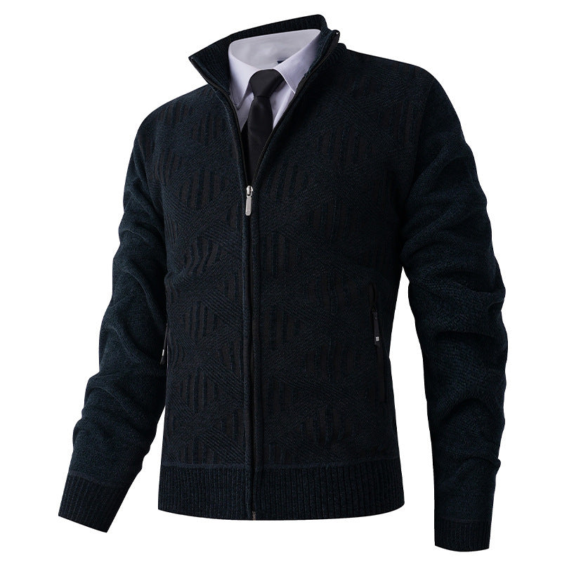 Herren Strickjacke Elegant Mit Stehkragen Modern