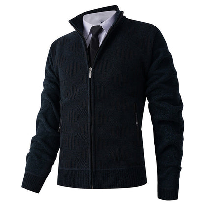 Herren Strickjacke Elegant Mit Stehkragen Modern
