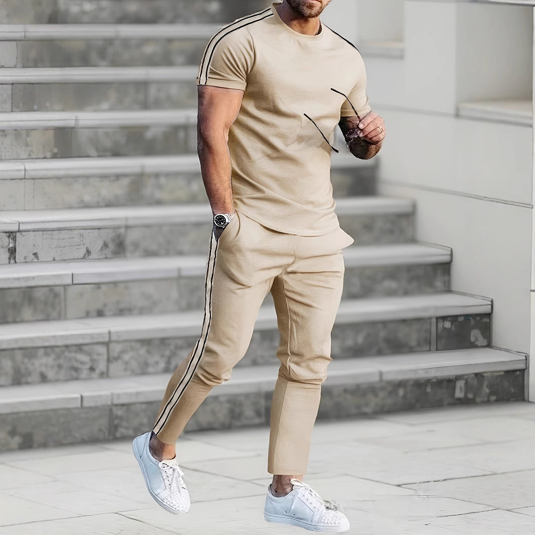 Herren Sportanzug Jogginghose Set mit Seitennähten modern