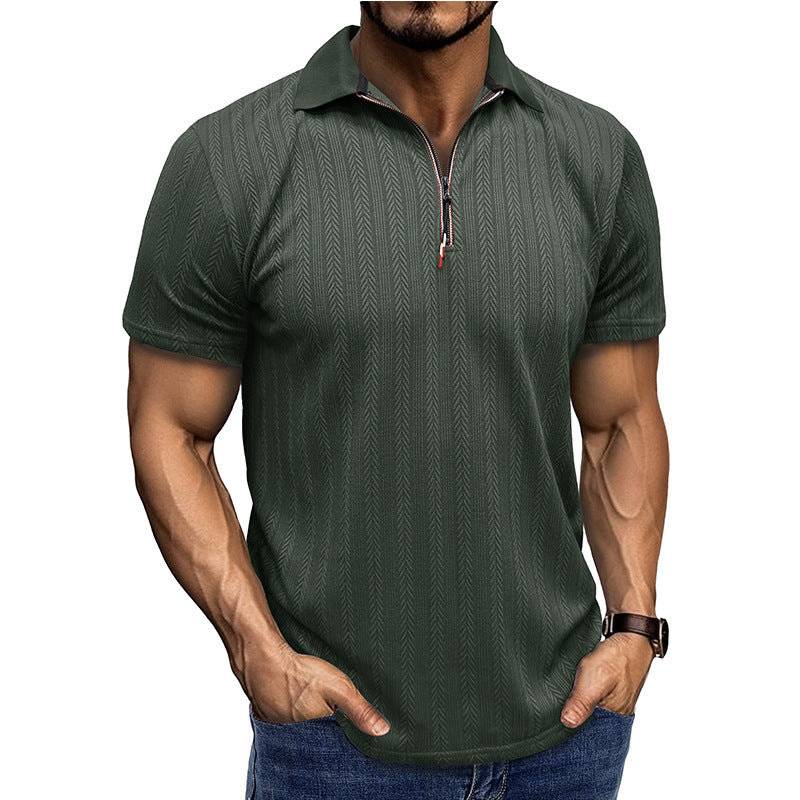 Herren Poloshirt Modern Zippverschluss Slim Fit