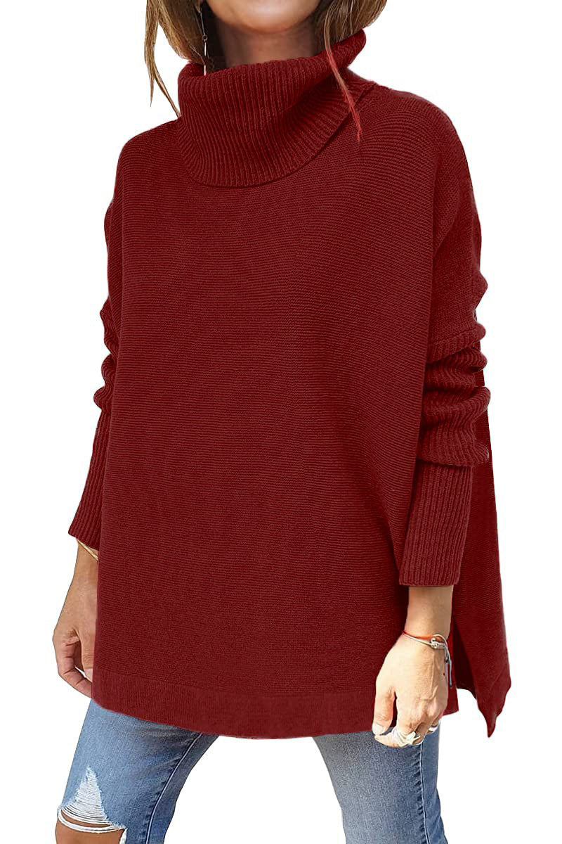 Damen Rollkragenpullover Oversized Großmasche Strick