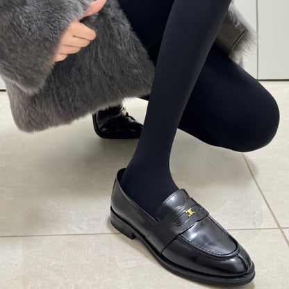 Elegante Damen Loafers aus Leder Gold Damen Schuhe - BerlinGlamour
