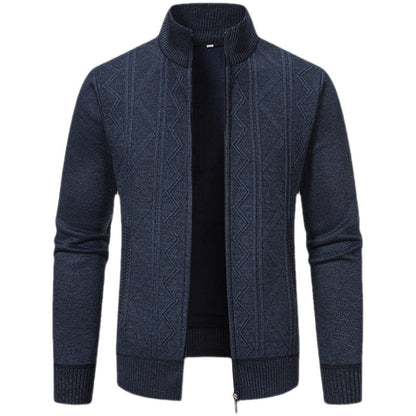 Herren Strickjacke Hochkragen Zipper Warm