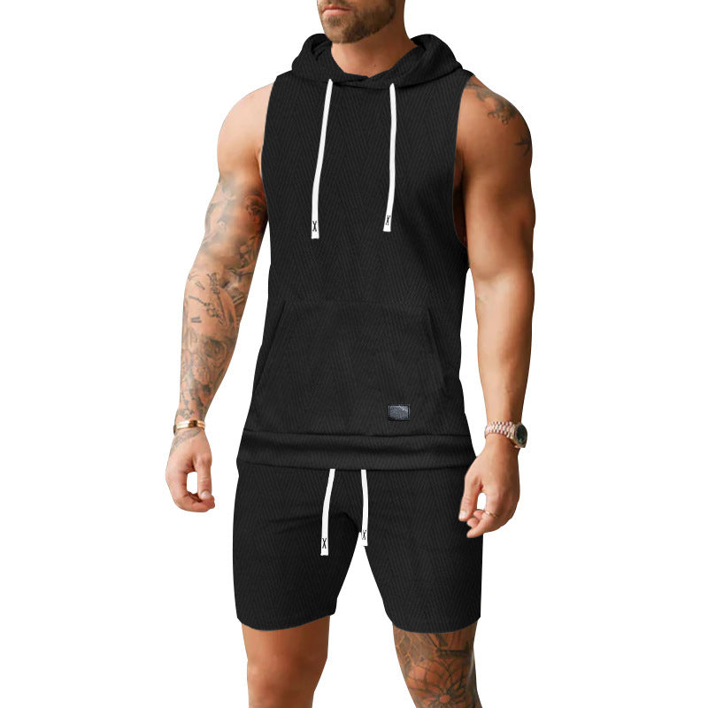 Herren Sportliche Hoodie Kurzarm Set Streetwear