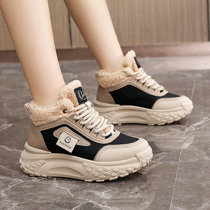 Damen Sneaker Hochgeschnittene Kuschelige Innenfutter Rutschfeste Sohle