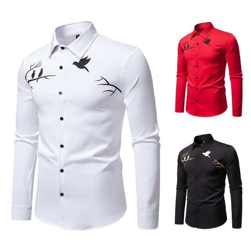 Herren Langarmhemd Vogel Motiv Berlin Style