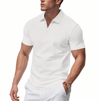 Herren Poloshirt Modern V-Ausschnitt Strukturiert
