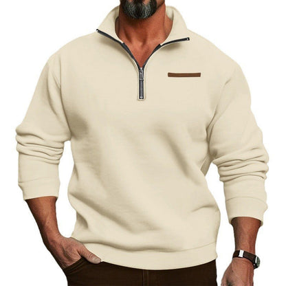 Herren Fleece-Hoodie Modern mit Reißverschluss Hochkragen - BerlinGlamour