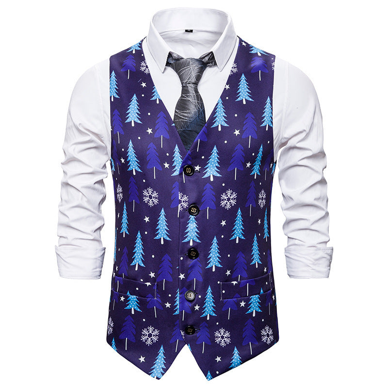 Herren Weihnachtsweste Lebhaftes Design Rot Gold
