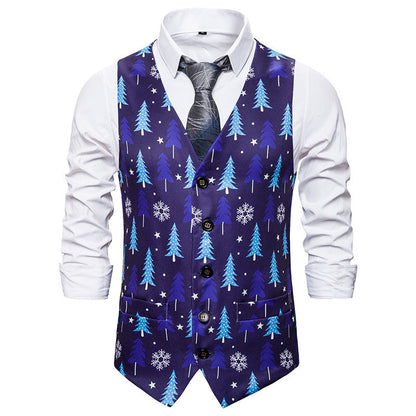 Herren Weihnachtsweste Lebhaftes Design Rot Gold