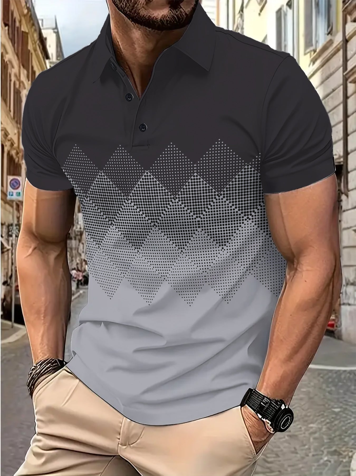 Herren Polohemd Modern Grafik Design Berlin Style