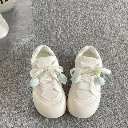 Damen Sneaker Elegante Rüschen-Design Weiche Sohle