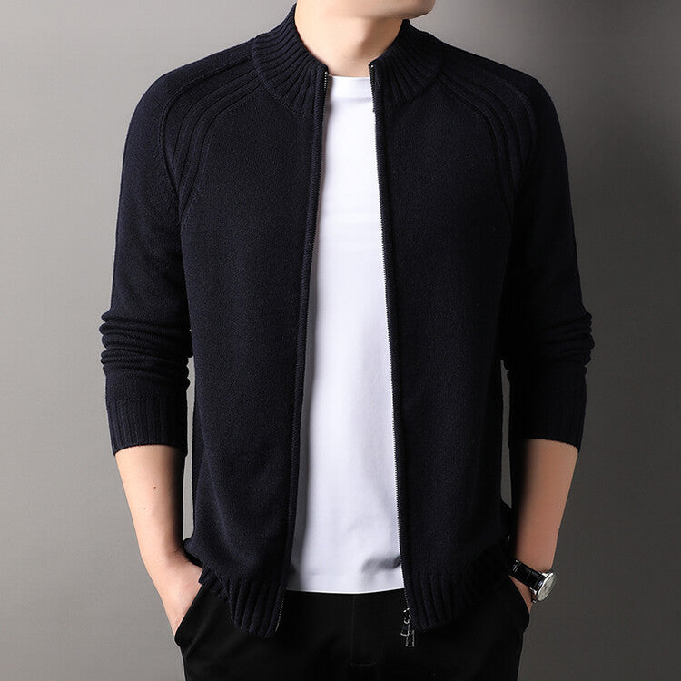 Herren Strickjacke Reißverschluss Kragen Hoch Modern - BerlinGlamour