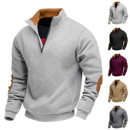 Herren Pullover Sportlich Elastisch Mit Leder Details - BerlinGlamour