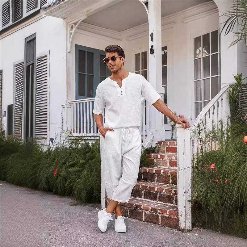 Herren Freizeitanzug-Set mit Knopfleiste Modern Stylisch - BerlinGlamour