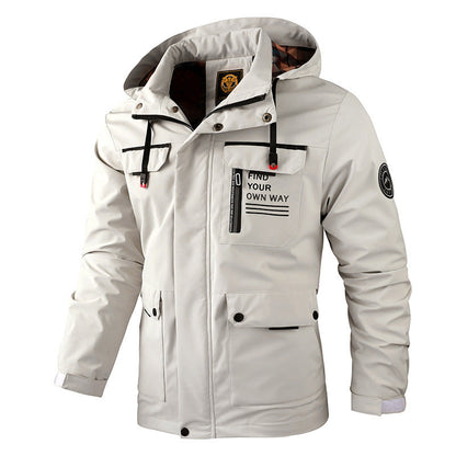 Wetterfeste Herrenjacke mit Kapuze und Taschen Waterproof - BerlinGlamour