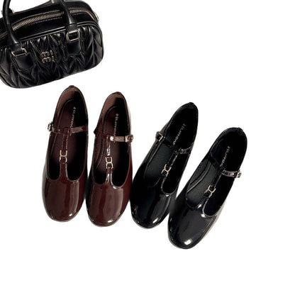 Damen Ballerinas Bequem Riemchenverschluss Elegante Schuhe