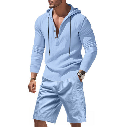 Herren Trainingsset Kapuze Shorts Sportlich Modern