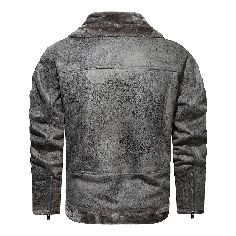 Herren Lederjacke Schwarz mit Fleecefutter Elegant