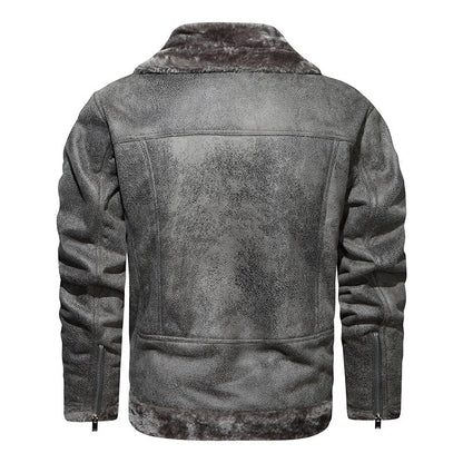 Herren Lederjacke Schwarz mit Fleecefutter Elegant