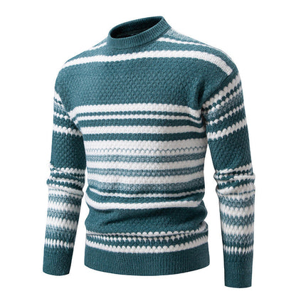 Herren Strickpullover Gestreift Weich Hochkragen