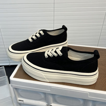 Damen Sneaker Dicksohlige Sportschuhe Hochwertig Canvas