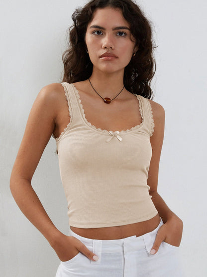 Damen Tanktop Spitzen Crop Top Ohne Ärmel - BerlinGlamour