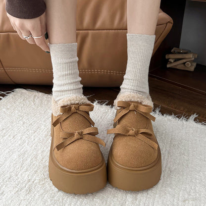 Damen Plateau-Schuhe Weich Lammfell Warm Komfortabel