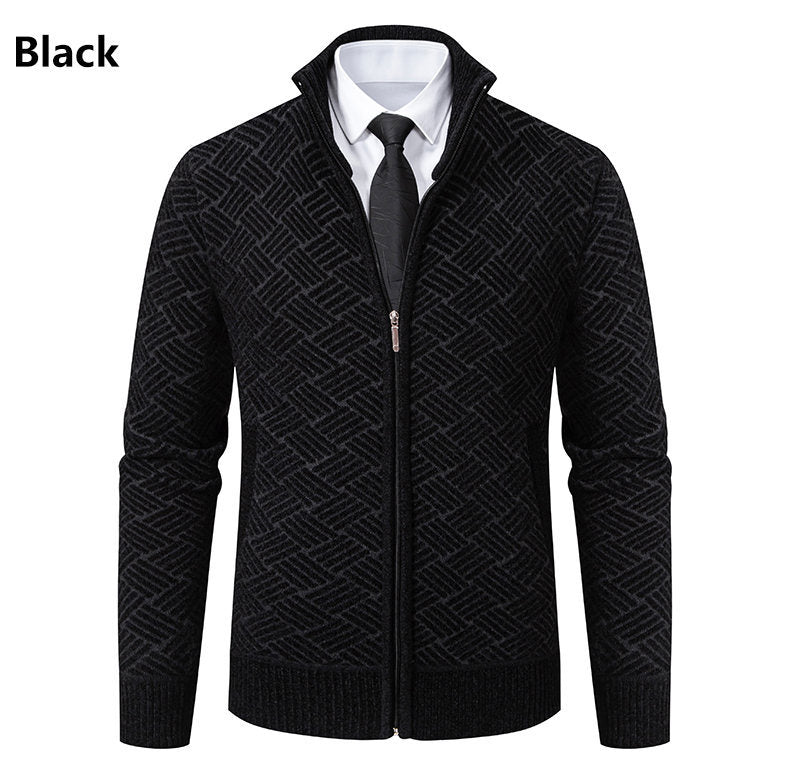 Herren Strickjacke Modern mit Reißverschluss und Buntmuster