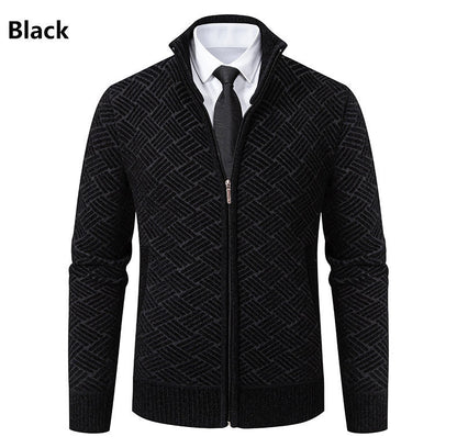 Herren Strickjacke Modern mit Reißverschluss und Buntmuster