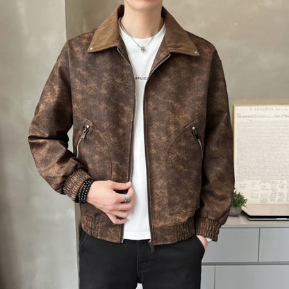Herren Lederjacke Modern mit Stehkragen und Taschen - BerlinGlamour