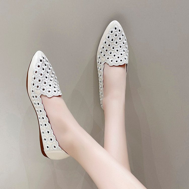 Damen Slipper Atmungsaktiv mit Lochmuster Oberfläche Elegant