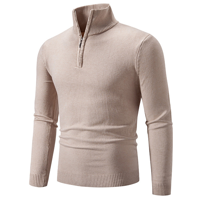 Herren Rollkragenpullover Strukturiert Reißverschluss Modern