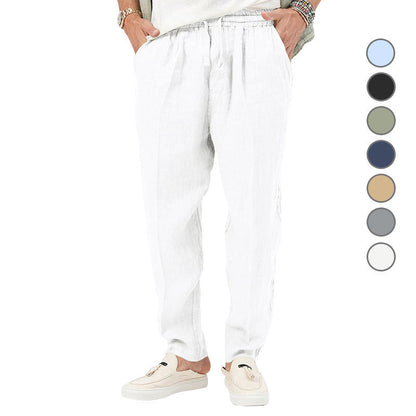 Herren Leinenhose Leicht Elastisch Mit Taschen Modern