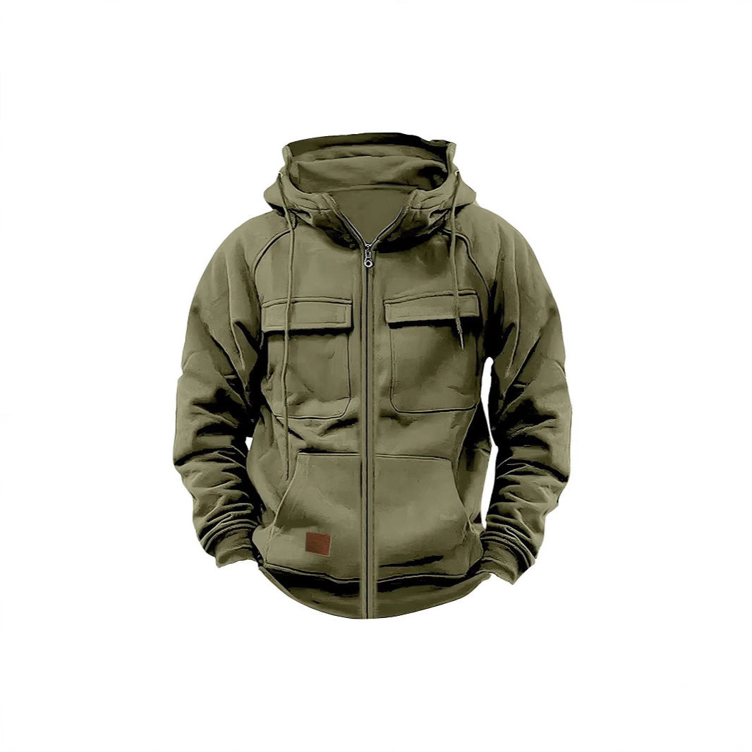 Herren Fleecejacke Warm mit hohem Kragen und Taschen