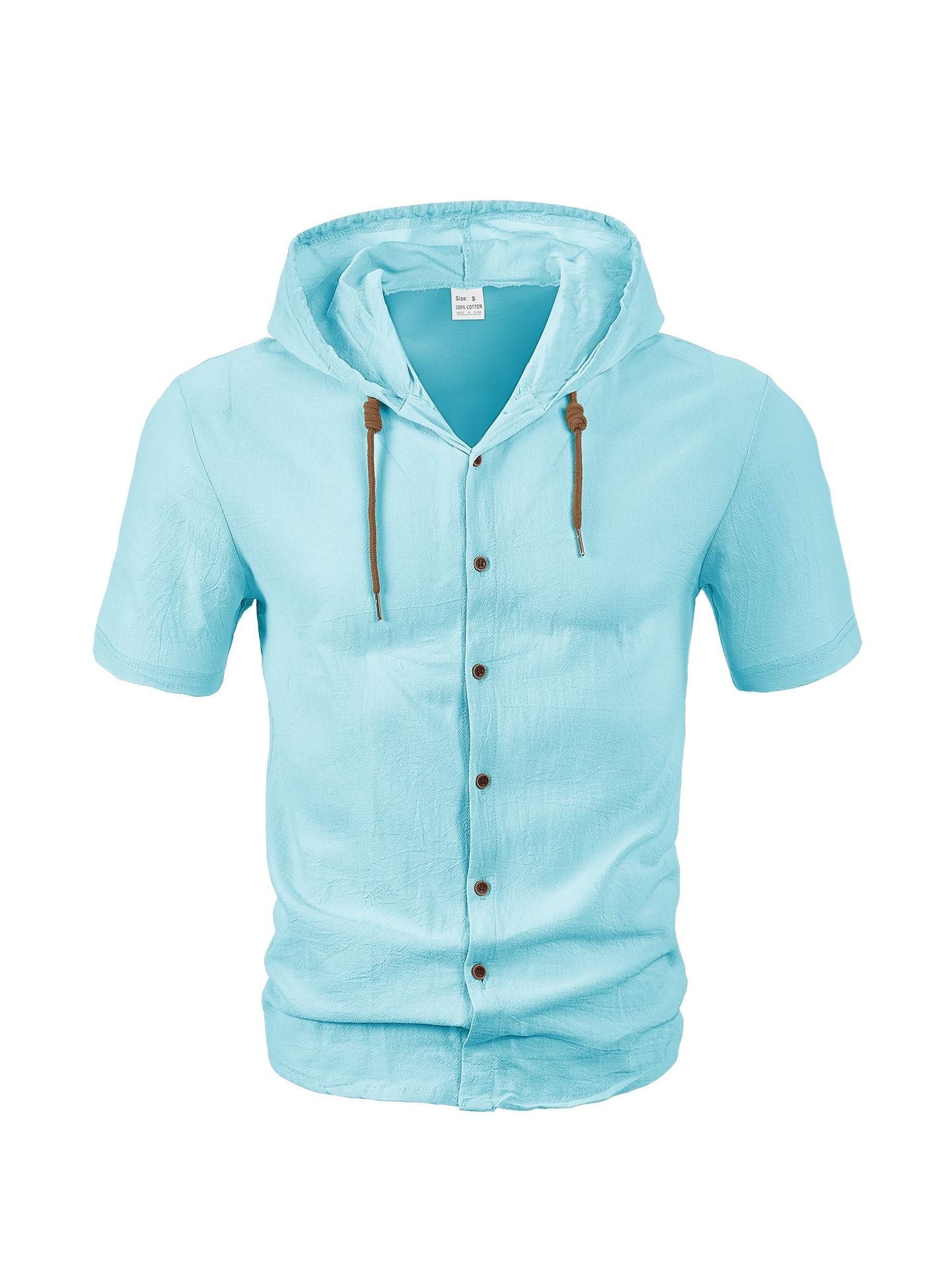 Herren Kapuzenshirt Lässig Leicht Mit Knopfleiste