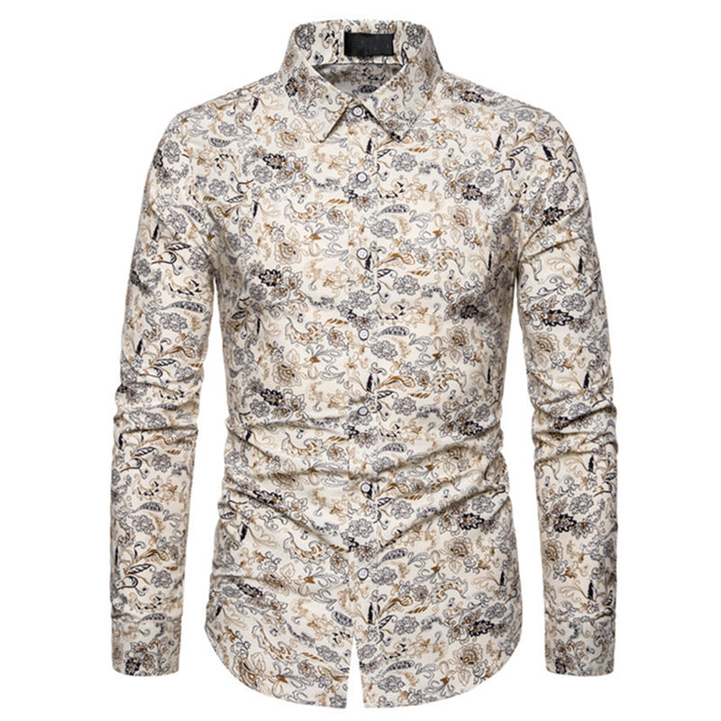 Herren Hemd Elegant Floralmuster Stilvolle Bluse